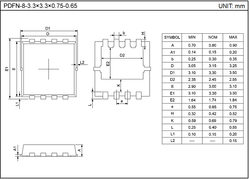 PDFN-8-3.3×3.3×0.75-0.65