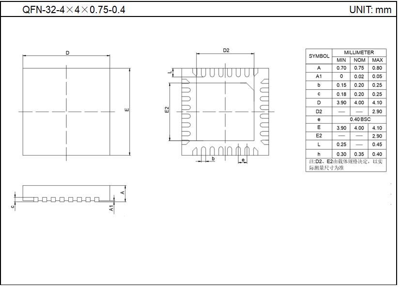 QFN-32-4×4×0.75-0.4